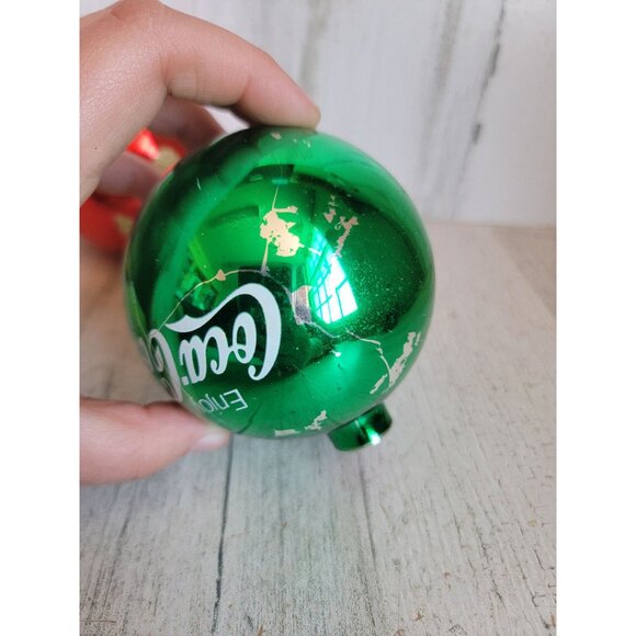 Vintage AS IS glass ball coke cola polar bear ornament Xmas set unique - Picture 10 of 16